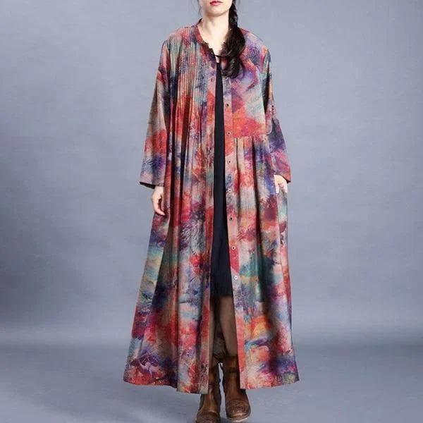 2020 Spring New Loose Plus Size Fashion Floral Print Coats