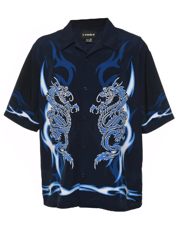 Y2K Dragon Print Shirt - L