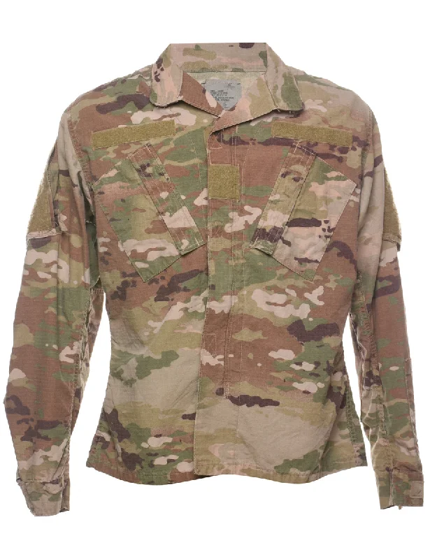 Woodland Camouflage Print U.S Army Military Shirt - M