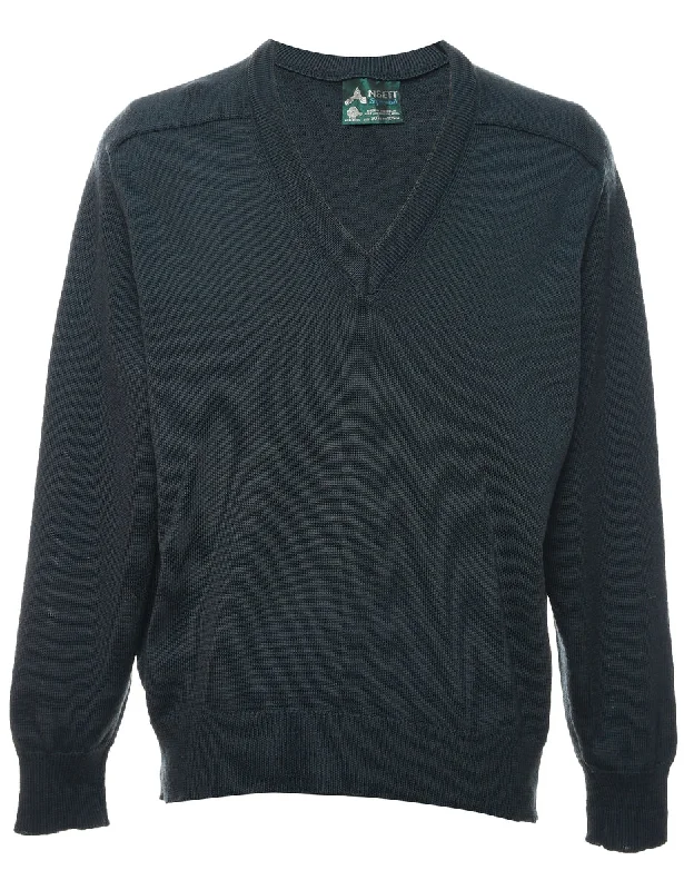 Wool Dark Green Jumper - L