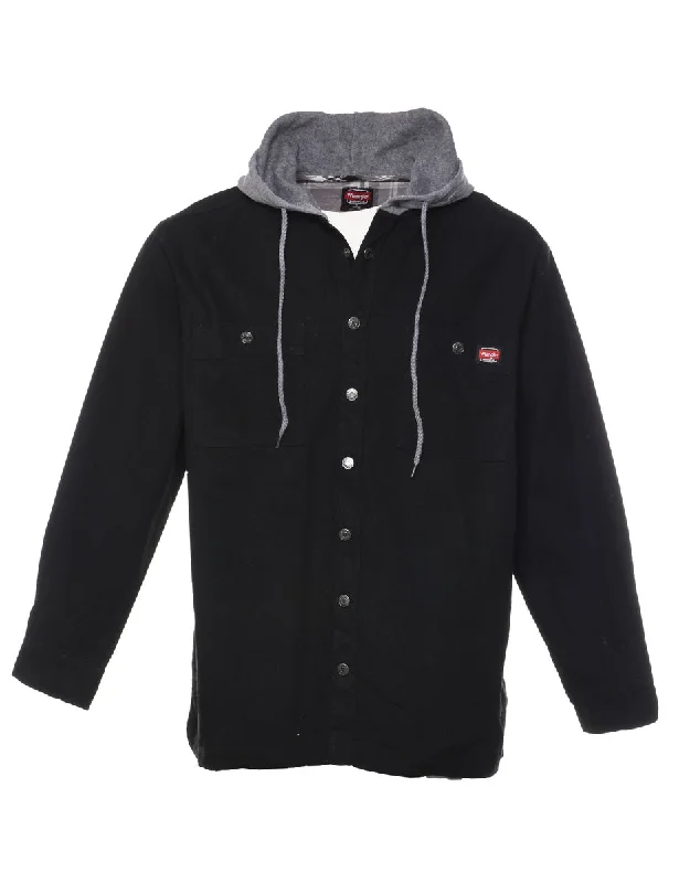 Wrangler Hooded Black & Grey Denim Shirt - M