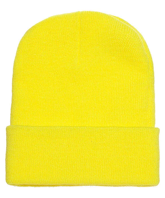 1501 - Yupoong Knit Cuffed Beanie | Safety Yellow