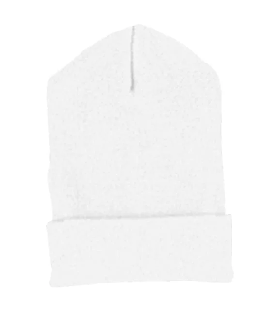 1501 - Yupoong Knit Cuffed Beanie | White