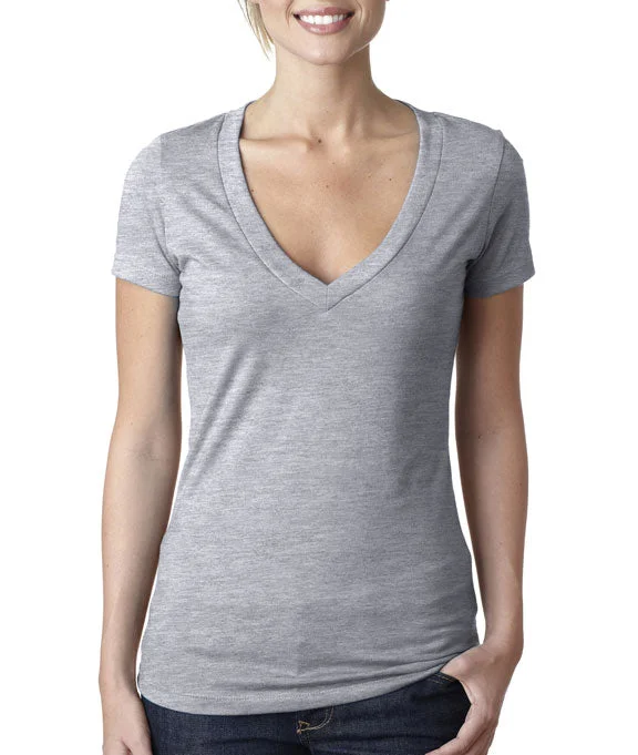 6640 - Next Level Ladies The CVC Deep V-Neck T-Shirt | Dark Heather Grey