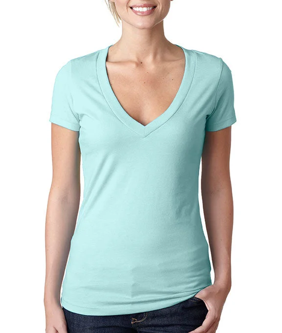 6640 - Next Level Ladies The CVC Deep V-Neck T-Shirt | Ice Blue