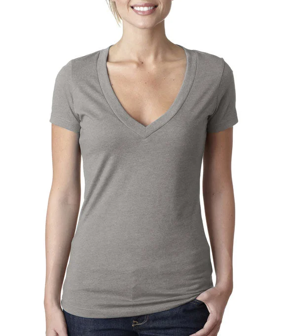 6640 - Next Level Ladies The CVC Deep V-Neck T-Shirt | Stone Grey