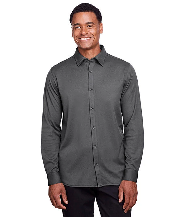 DG20Z - Devon & Jones Mens CrownLux Performance™ Plaited Button-Down Shirt | Graphite