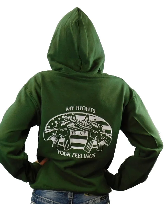 Dirty Doe "My Rights Trump Your Feelings"  Military Green Hoodie with white logo