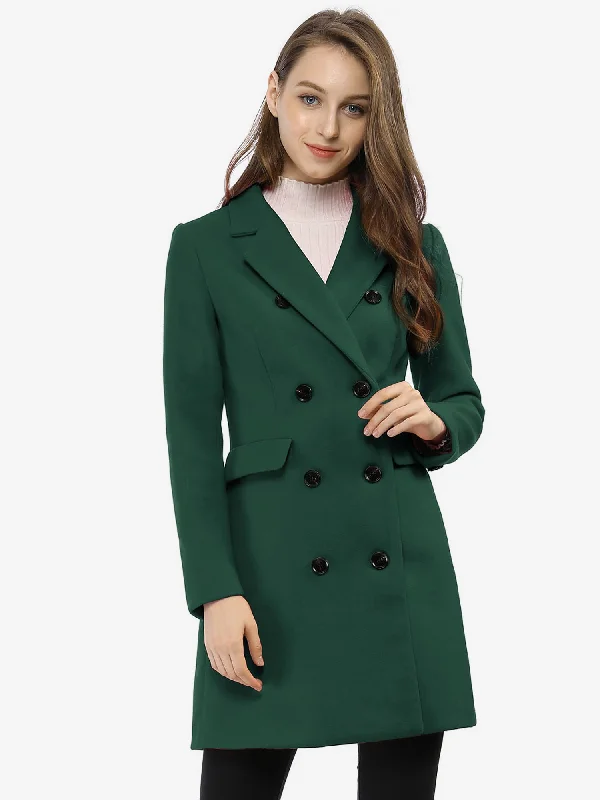 Winter Long Sleeve Notched Lapel Double Breasted Trench Coat