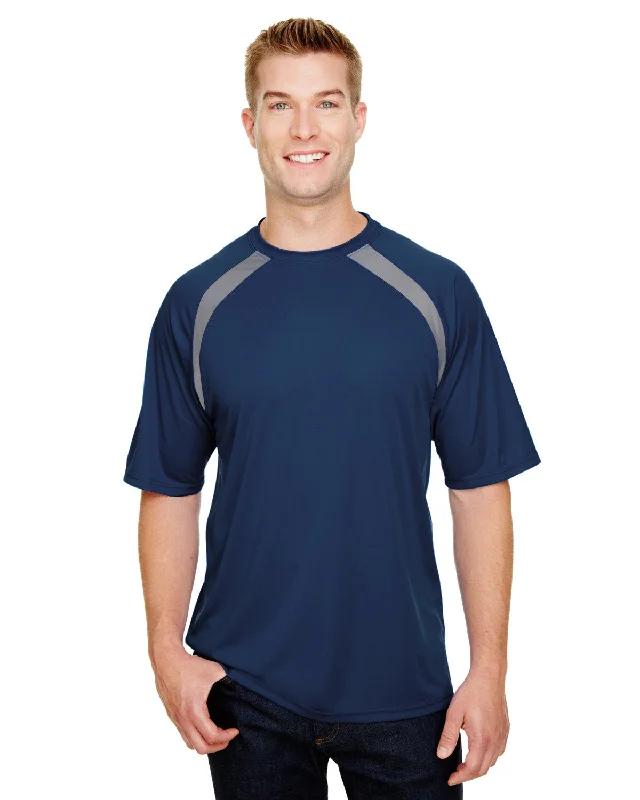 A4 N3001 Men's Spartan Short Sleeve Color Block Crew Neck T-Shirt