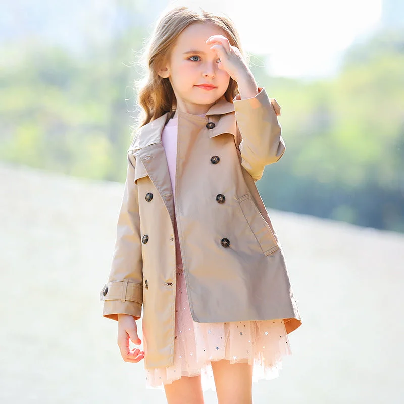 British mid-length girls' trench coat