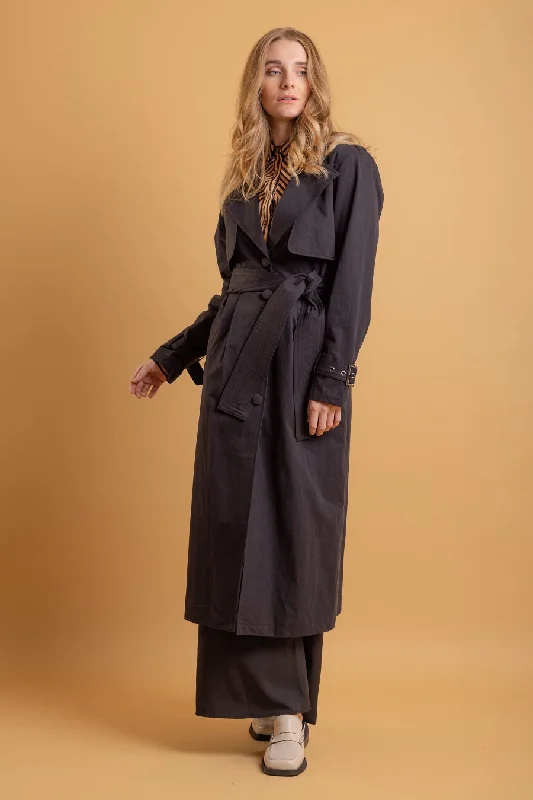 Asher Trench Coat Black Cotton