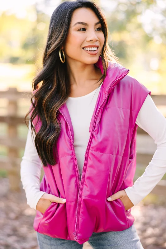 Walk This Way Magenta Purple Faux Leather Vest