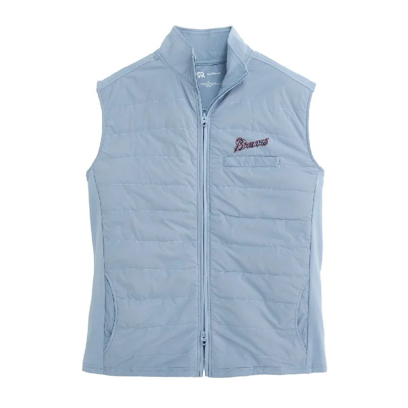 Cooperstown Braves Script Arven Vest - Dusty Blue