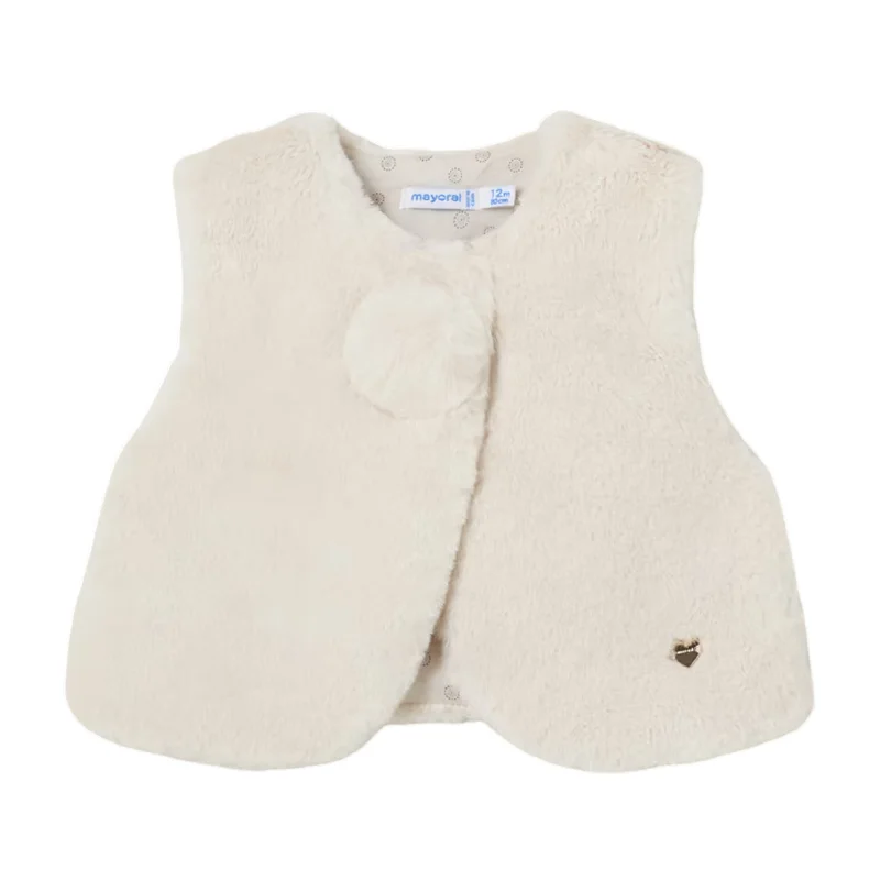 Ivory Pom Faux Fur Vest