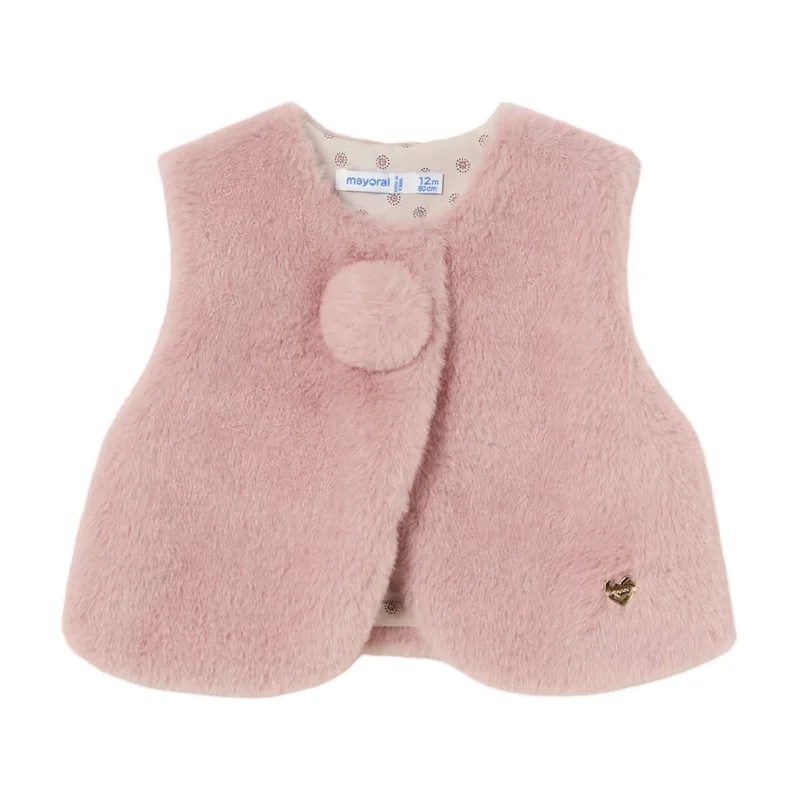 Pink Pom Faux Fur Vest