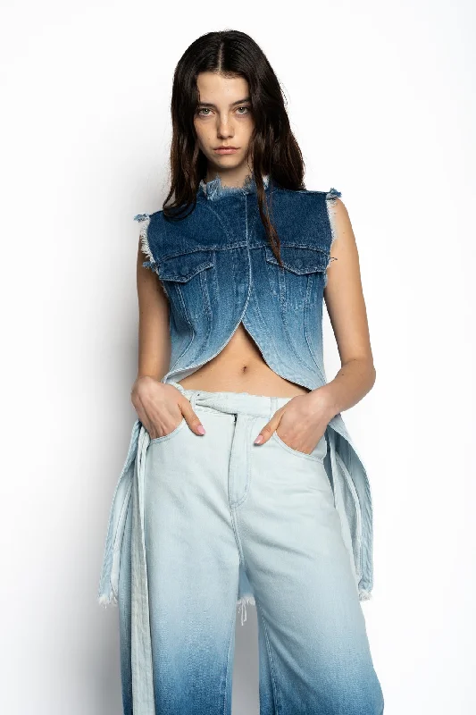 OMBRE DENIM BLUE PUSHED-BACK VEST