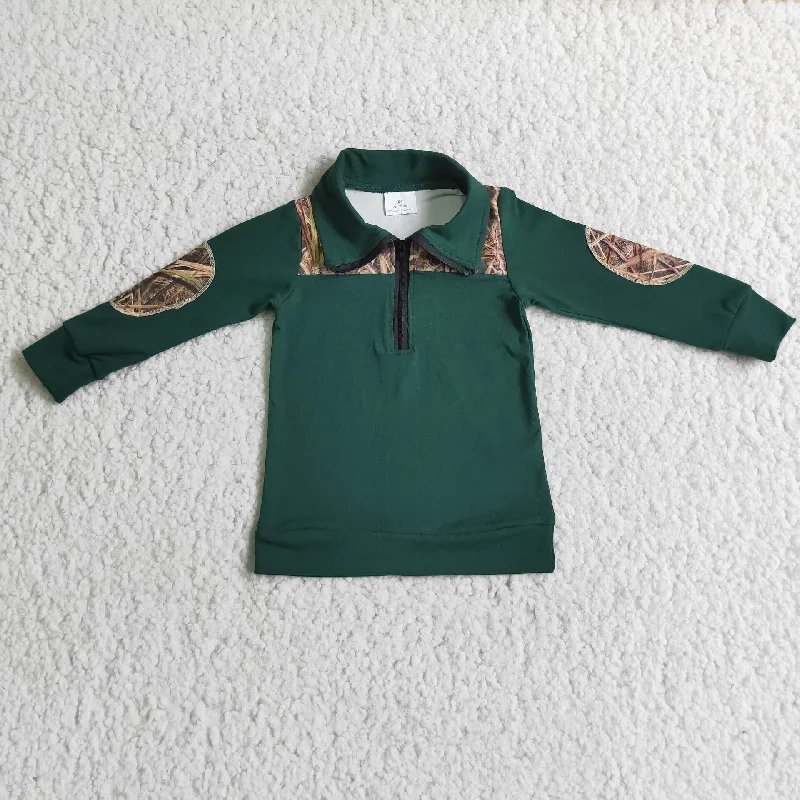 Boy Green Camouflage Zipper Jacket