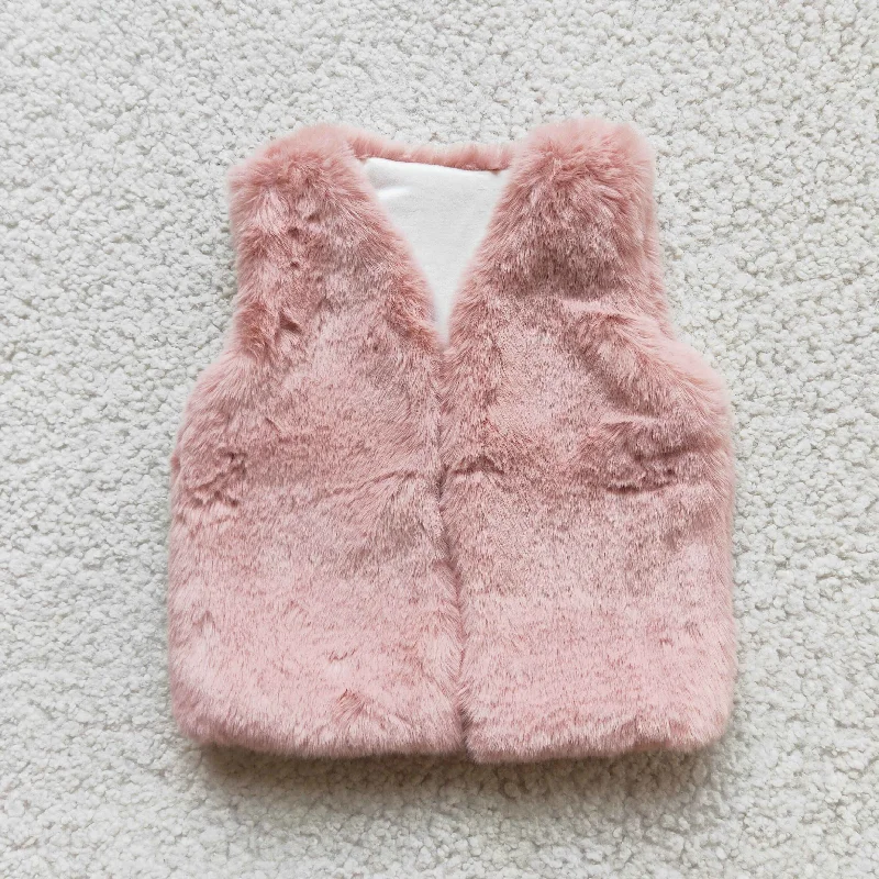 Girl Pink Faux Fur Vest