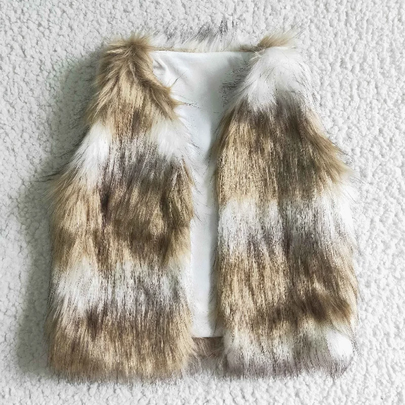 Boy&Girl Brown Grey Fur Vest