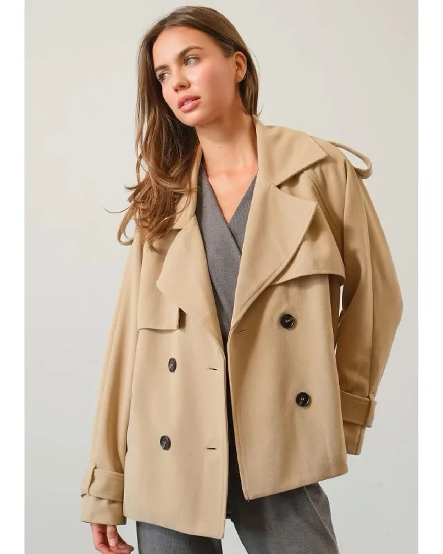 Double Breasted Short Trench Coat