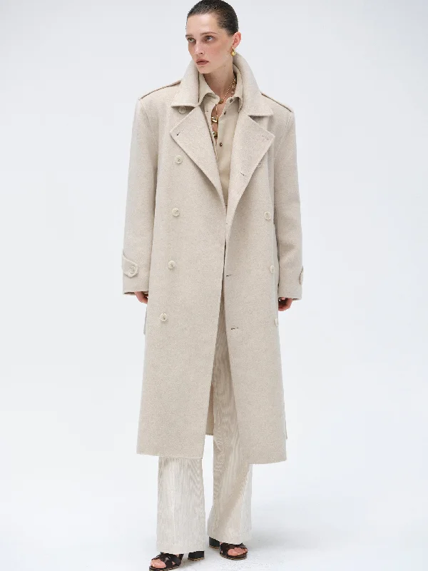 Oversized Wool Trench Coat, Birch