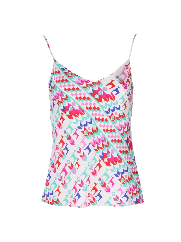 geometric-print silk cami top