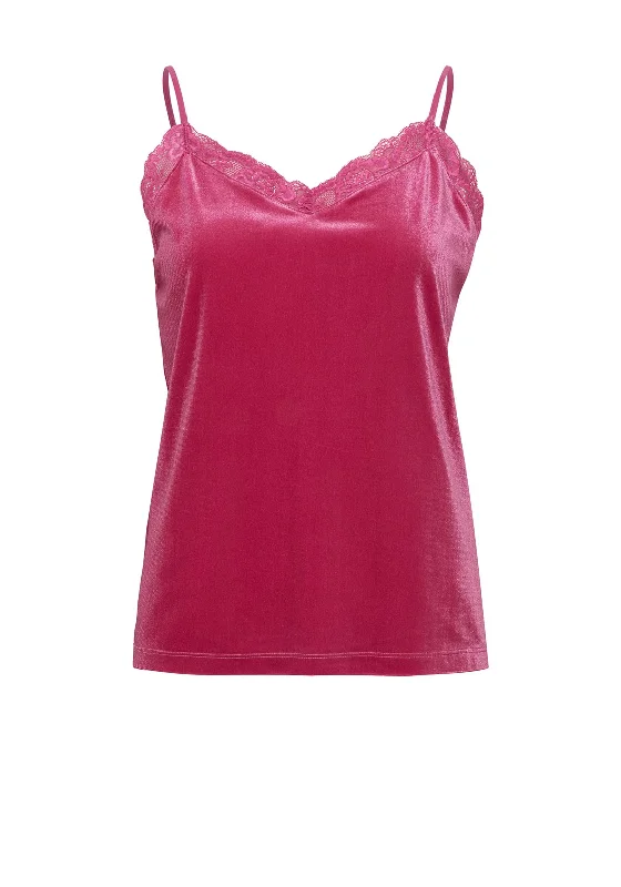 Ichi Velour Cami Top, Festival Fuchsia