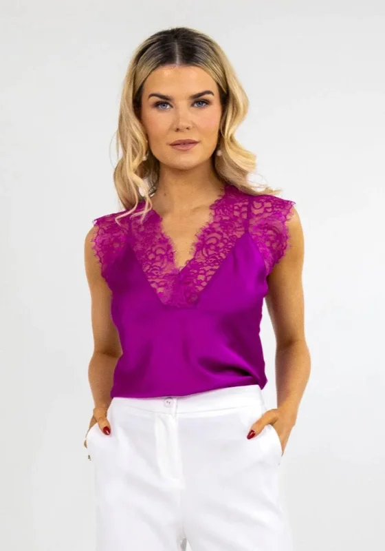 Kate & Pippa Lauren Lace Cami Top, Magenta