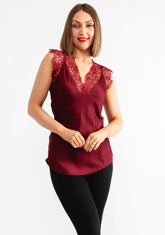 Kate & Pippa Lauren Lace Cami Top, Wine