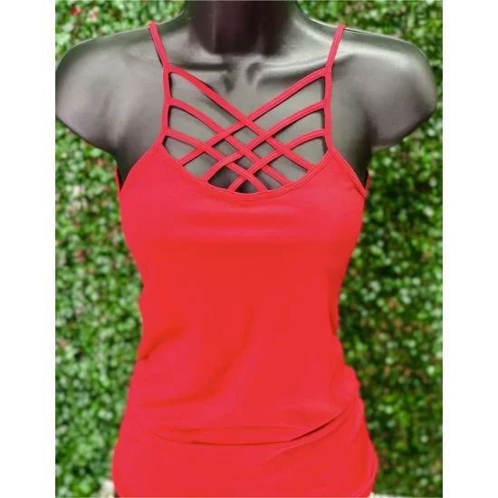 Ruby Red Strappy Criss Cross Cami