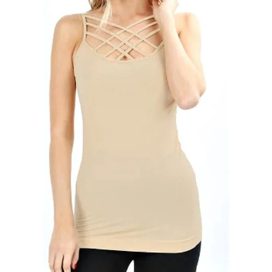 Taupe Strappy Criss Cross Cami