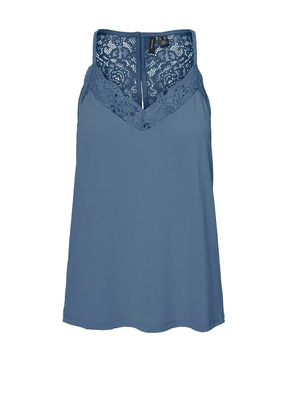 Vero Moda Ana Lace Cami Top, Coronet Blue