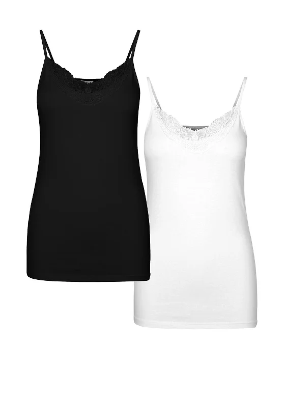 Vero Moda 2-Pack Lace Cami Tops, Black & White