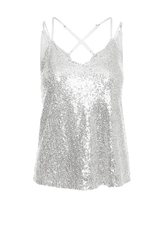 Vero Moda Sequin Cami Top, Silver