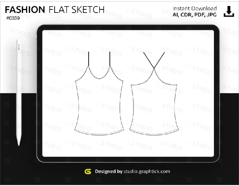 WOMENS CAMISOLE TOPS FLAT SKETCH