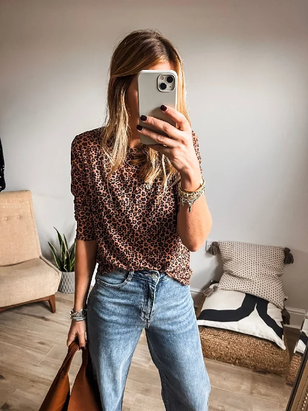 Leopard Print Mesh Top