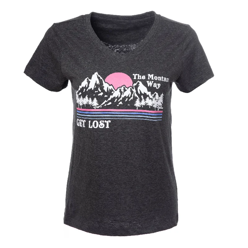 Get Lost V-Neck Tee in Charcoal Heather