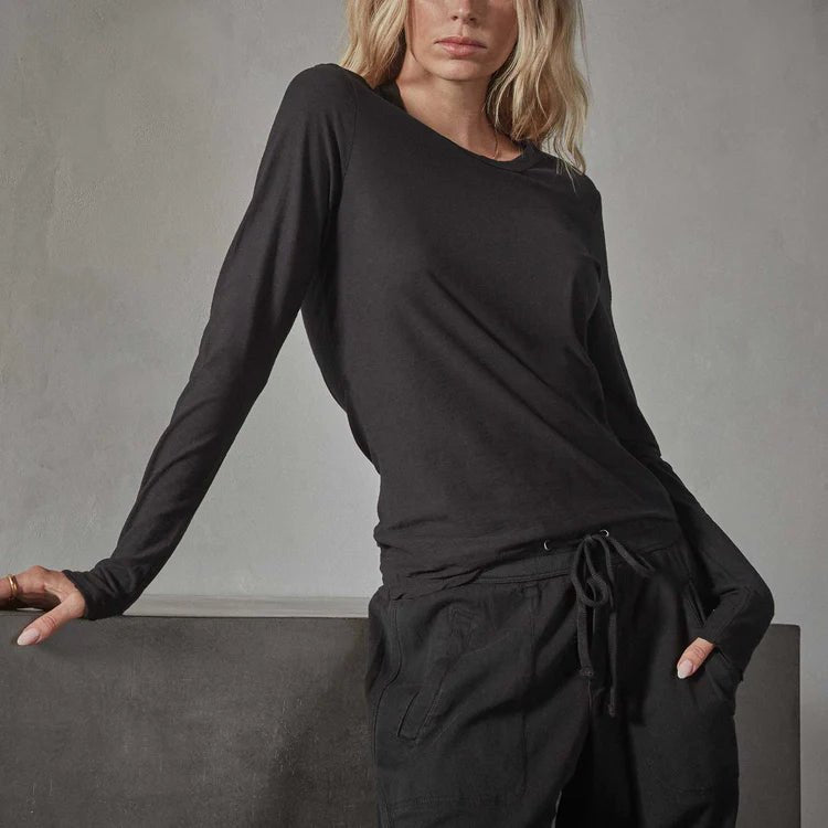 James Perse - Black Sheer Slub Crew Tee