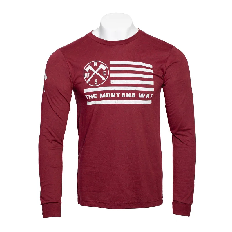 The Flag Long Sleeve in Heather Cardinal