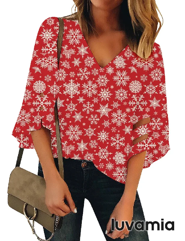 Christmas Snowflake Print Red