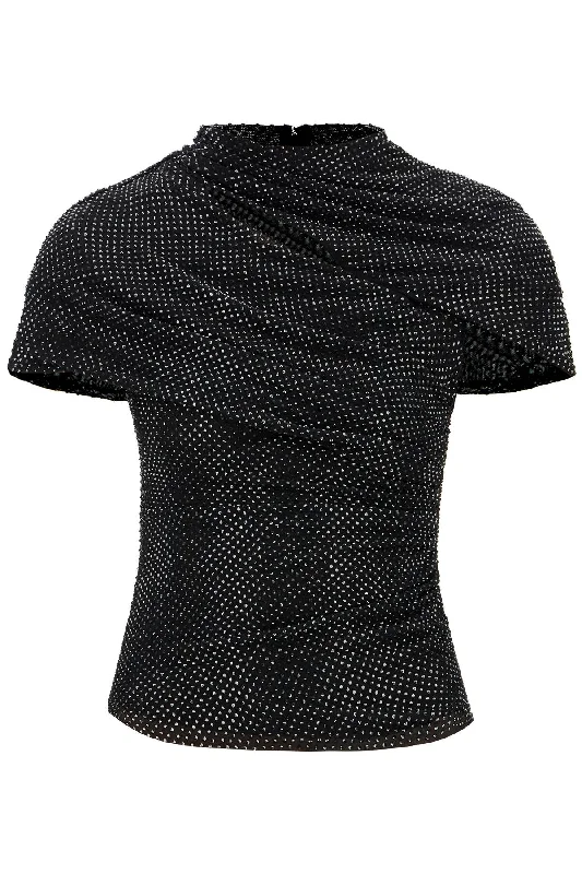 Self Portrait Women's "Mesh And Rhinestone Top With Cut