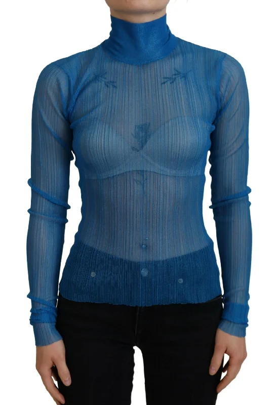 Dolce & Gabbana Elegant Blue Mesh Blouse Top