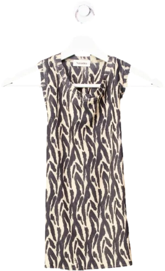 Nanushka Beige Safea Animal Printed Mesh Jersey Tank Top UK S