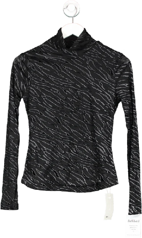 SHEIN Black Mesh Roll Neck Top UK XS