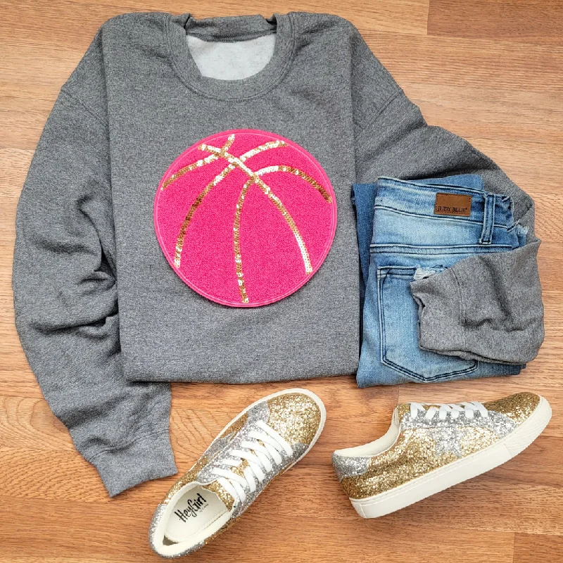 Hazel Blues® |  Large Basketball Chenille Patch Sweatshirt