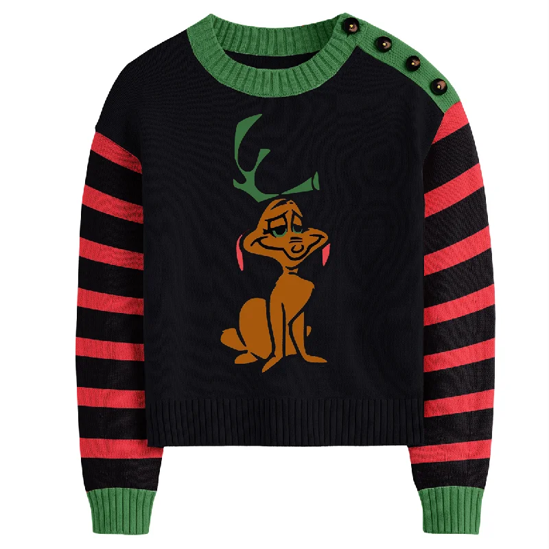 Women's black striped Christmas Jell sweater