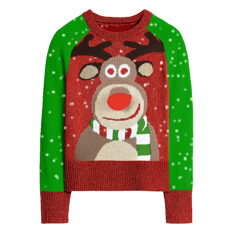 Women's green matching Christmas sweater