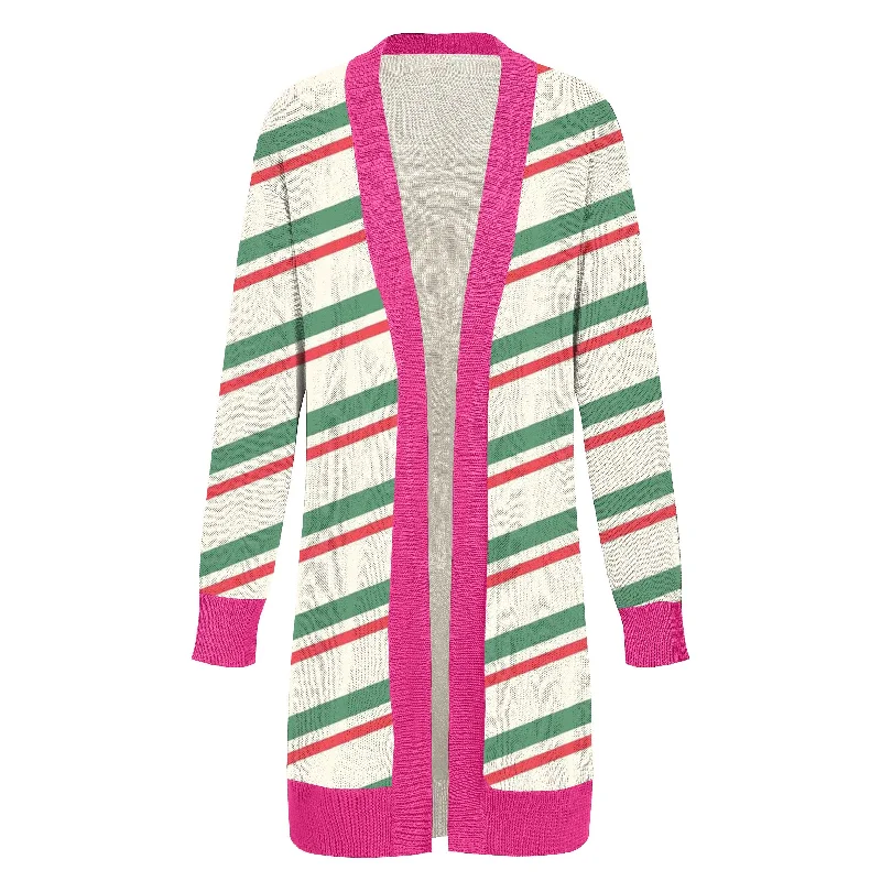 Women's pink twill vintage long sweater coat