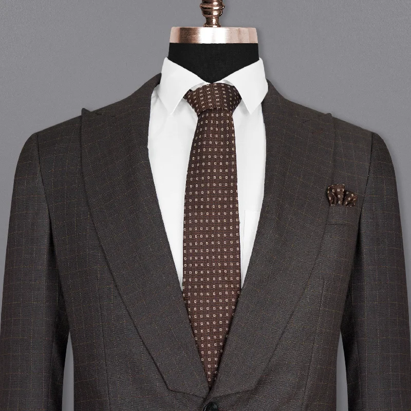 Brown Plaid Wool Rich Blazer